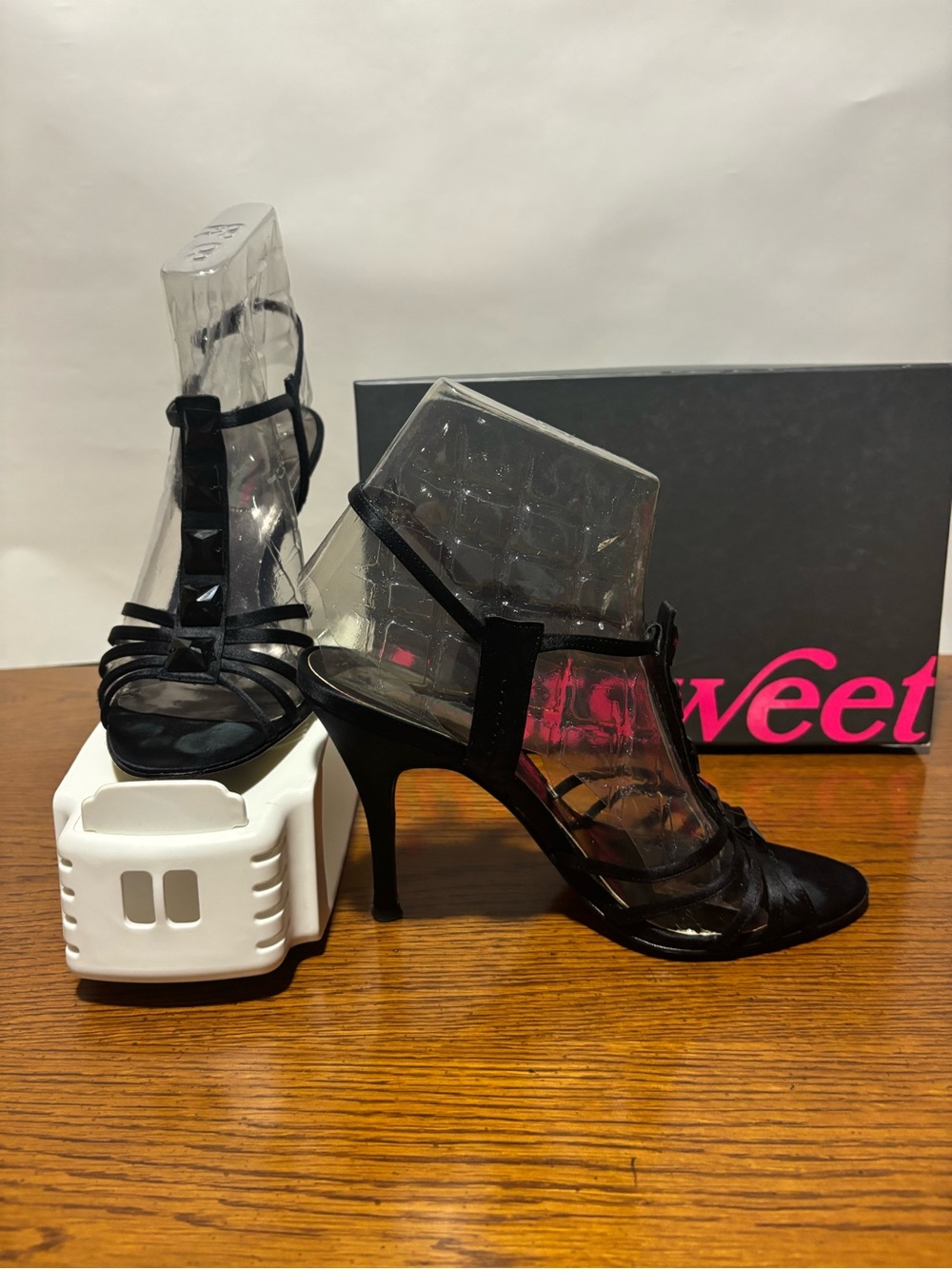 Women's Black Strappy High Heel Sandals